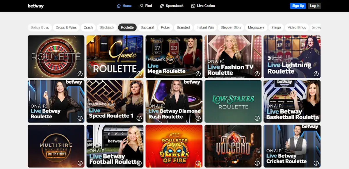 Roulette on Betway Screenshot